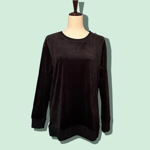 Felina Black Velour Sweatshirt & Joggers Set S NWT